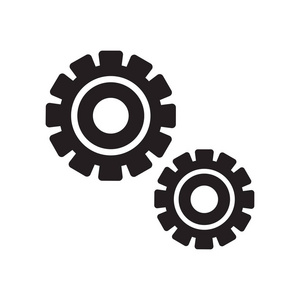 机械齿轮图标矢量符号和符号隔离在白色 b 上