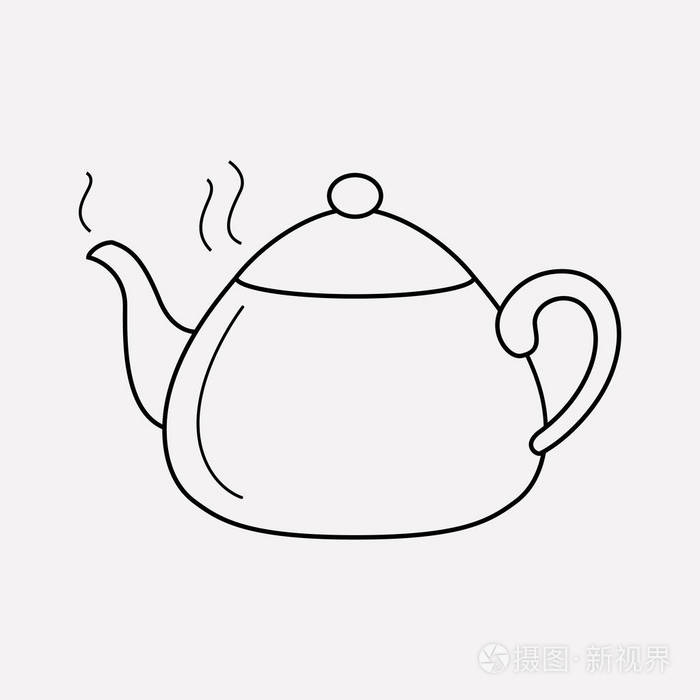 茶壶图标线元素.