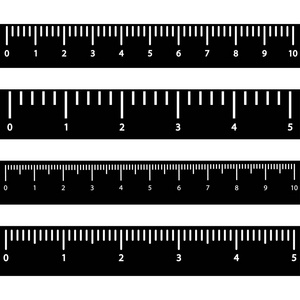 刻度标尺一套黑色标尺与白色刻度和数字矢量插图照片