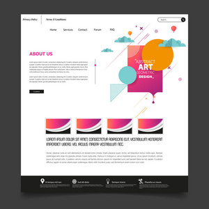 一页网站为您的业务与抽象色彩鲜艳的几何标题设计