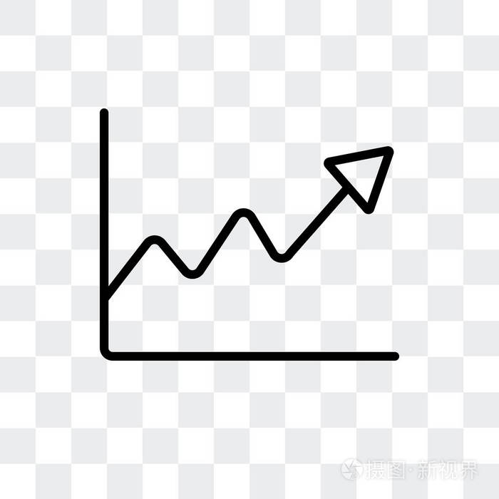在透明背景上隔离的折线图矢量图标, 折线图徽标设计