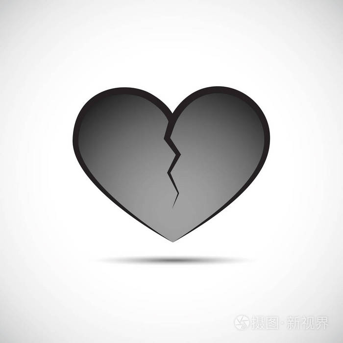 灰色破碎的心被隔离在白色背景上