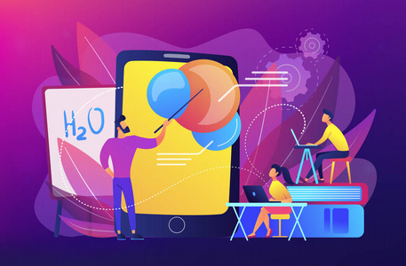 教育概念中的增强现实向量图解照片