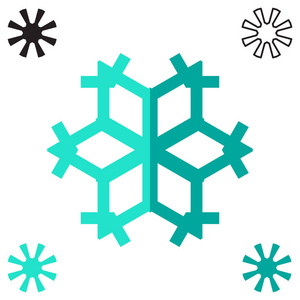 在白色背景上隔离的雪花图标的集合。雪片元素用于冬季设计和装饰。冰箱矢量符号或徽标集