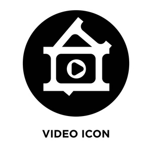 视频图标矢量被隔离在白色背景上, 标志概念的视频标志在透明背景下, 填充黑色符号