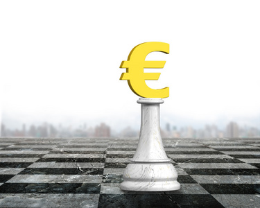 3d 钱下象棋的金色欧元货币