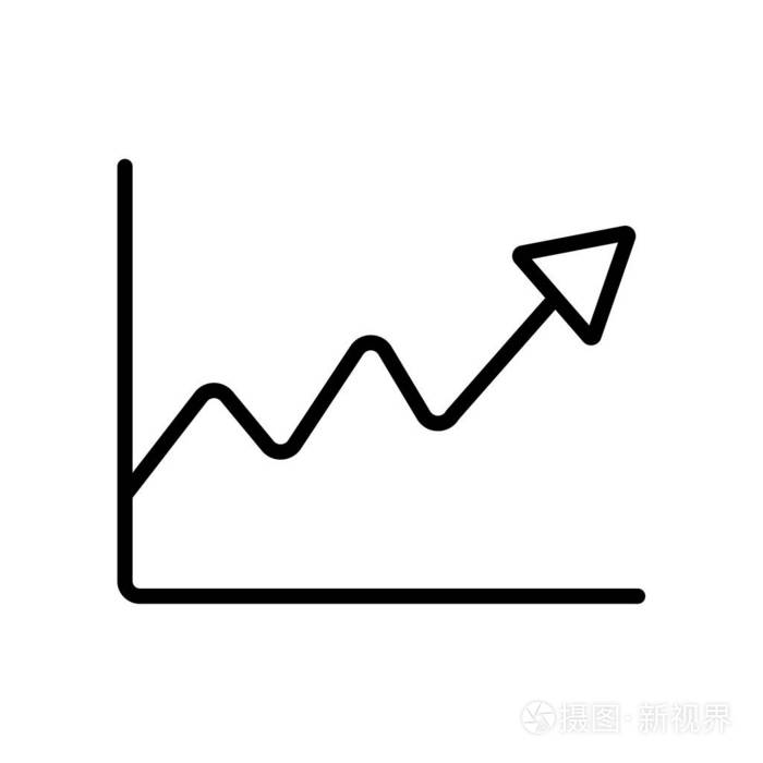 在白色背景,折线图上隔离的折线图图标向量
