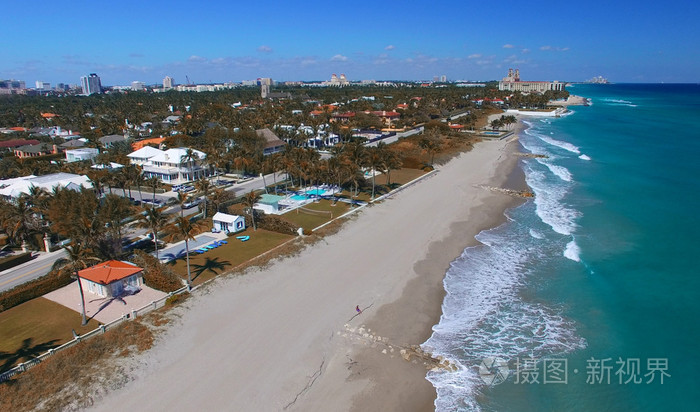 那天阳光明媚,佛罗里达州棕榈滩美丽鸟瞰图