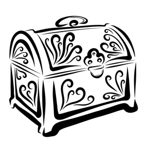 画棺材带图案的棺材, 画成黑色线条照片