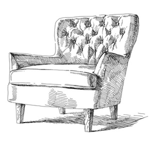 儿童家具.床, 桌子和椅子.手素描样式绘制的矢量的图与家具的图案.