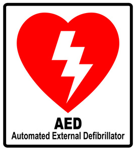 向量的 Aed 红色贴纸心的形状与闪电