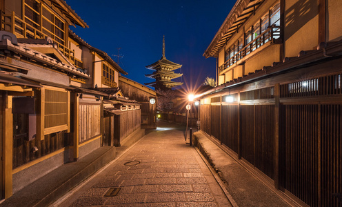 晚上，东山区，日本京都八坂塔