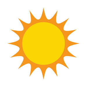 太阳矢量符号图标设计。白坝上孤立的插图