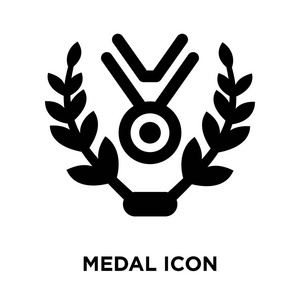 奖牌图标向量被隔绝在白色背景, 标志概念奖牌标志在透明背景, 被填装的黑色标志