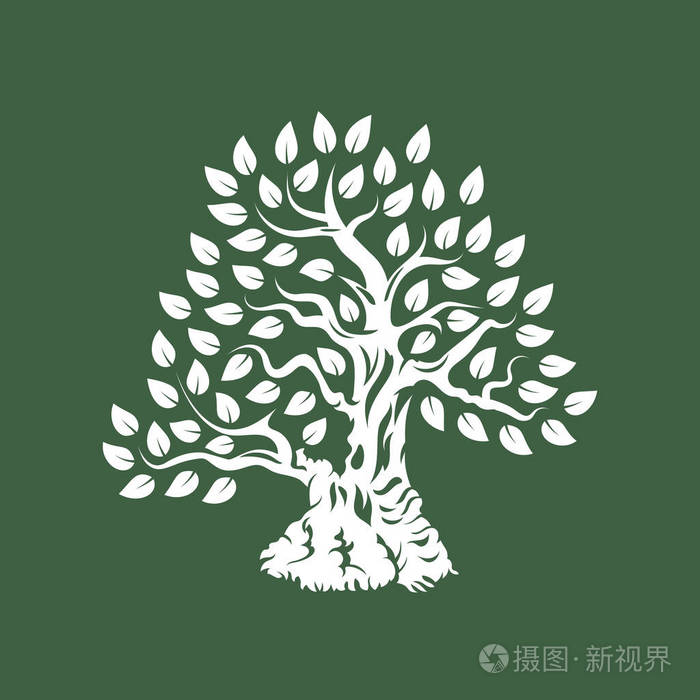 现代矢量绿色植物图标标志设计图稿.优质油品标识平会徽插图