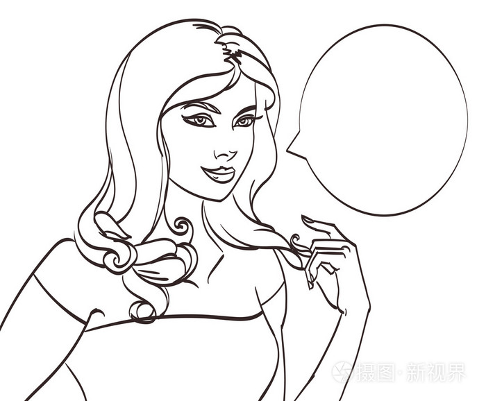 插画 波普艺术风格的女人很漂亮的卡通.孤立的线稿矢量 eps 10.eps