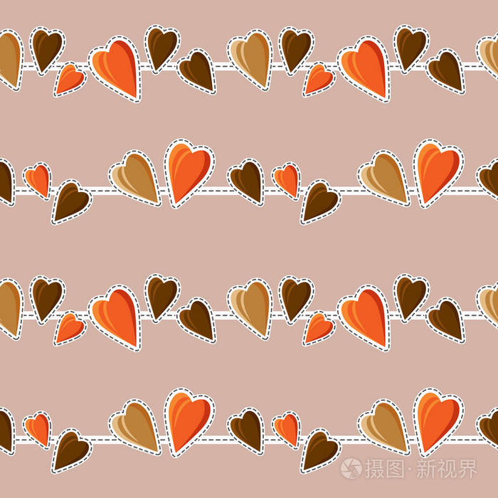 为情人节背景不同大小和颜色的心脏形状.矢量插图.明亮的心.