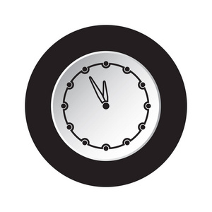 圆形独立的黑白按钮图标最后一分钟时钟