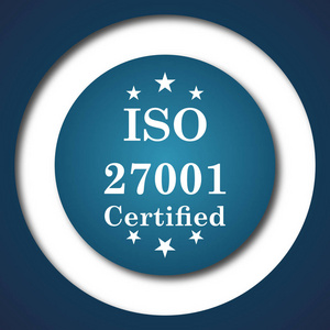 Iso 27001 图标。白色背景上的互联网按钮