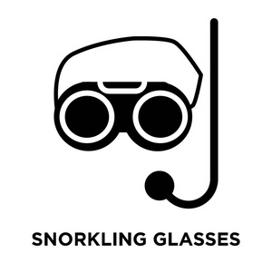 Snorkling 眼镜图标矢量隔离在白色背景上, 标志概念的 Snorkling 眼镜标志在透明的背景, 充满黑色符号