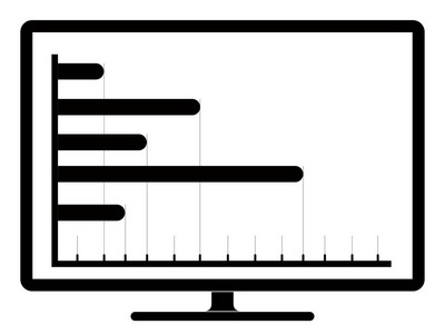 计算机屏幕上的业务图。矢量插画设计