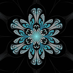蝴蝶图形美丽的对称分形曼荼罗, 花或蝴蝶, 数码艺术品为创意平面设计