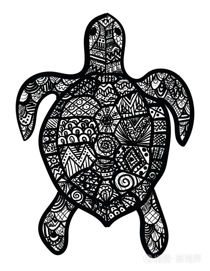handdrawning 抽象观赏龟装饰插画-正版商用图片0sfzh6-摄图新视界