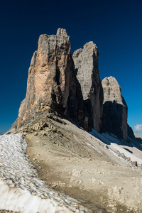 Tre 犯罪 di Lavaredo。白云岩的阿尔卑斯山。意大利