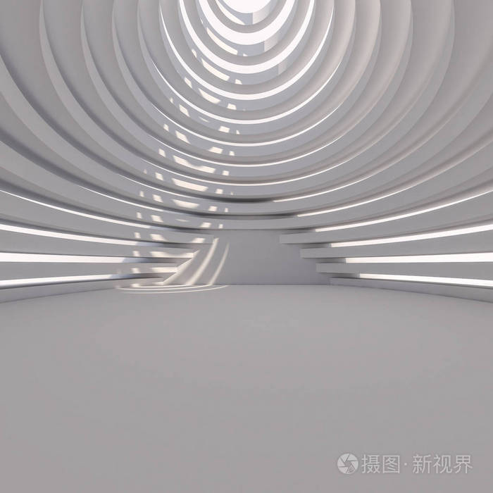 抽象的现代建筑背景,空开放空间的内部.3d 渲染