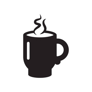 热杯咖啡图标矢量符号和符号被隔离在白色照片