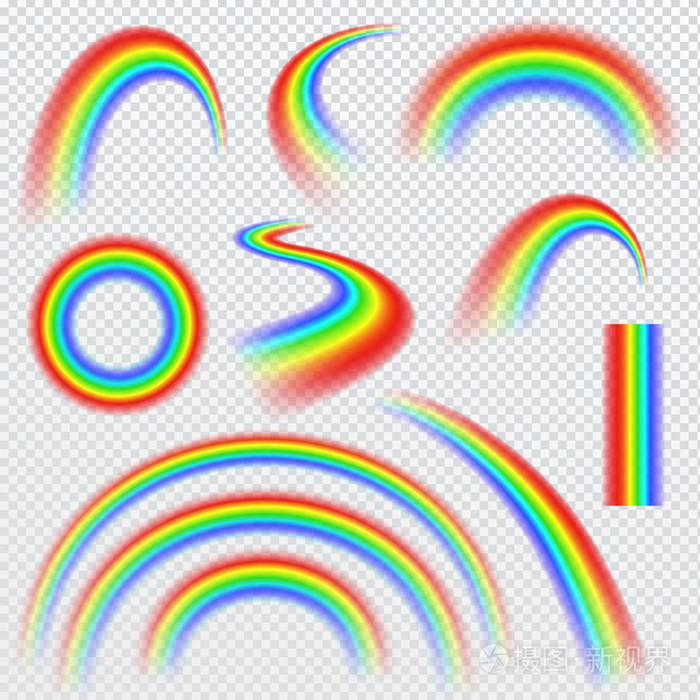 不同形状的现实彩虹