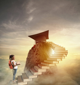 通过平移来做饭通过攀登书本的阶梯来追求声望的角色照片