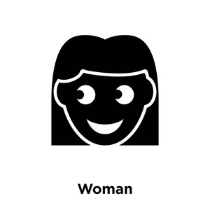 女性图标矢量被隔离在白色背景上, 标志概念的妇女标志在透明背景, 充满黑色符号