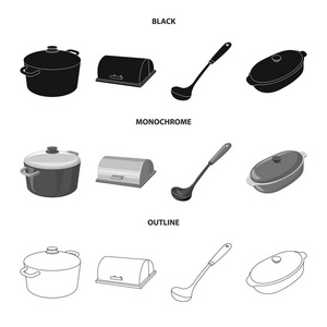 厨房和烹饪符号的矢量设计。厨房和家电库存矢量图的采集