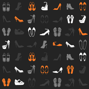 无缝模式与多色不同种类的鞋子
