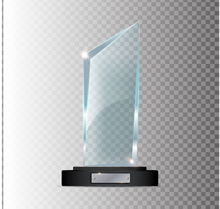 玻璃奖杯奖向量例证。发光奖的向量例证。光泽透明奖杯