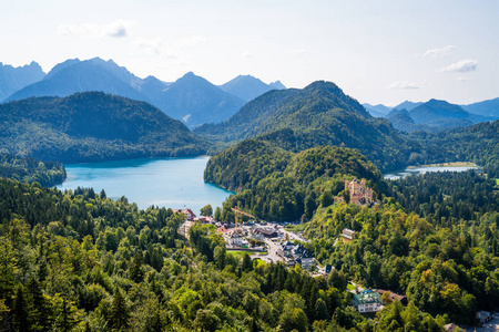 Hohenschwangau 和 Alpsee, 巴伐利亚在德国