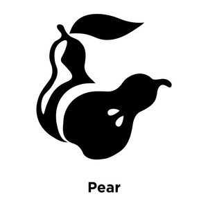 梨图标矢量孤立在白色背景上, 标志概念的梨标志在透明背景下, 填充黑色符号