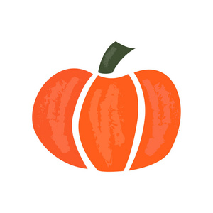矢量卡通插图与橙色南瓜。新鲜蔬菜食品图标。秋季或万圣节对象被隔离在白色背景。橙色卡通南瓜