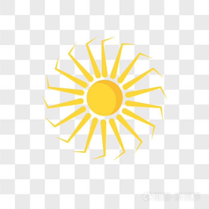 太阳矢量图标在透明背景下隔离, 太阳标志 des