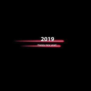 新年快乐2019以快速的线在黑背景