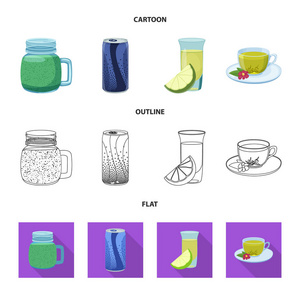 饮料和酒吧标识的孤立对象。网上酒水和派对股票符号集