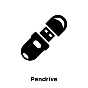 Pendrive 图标矢量隔离在白色背景上, 标志概念的 Pendrive 标志在透明的背景, 充满黑色符号