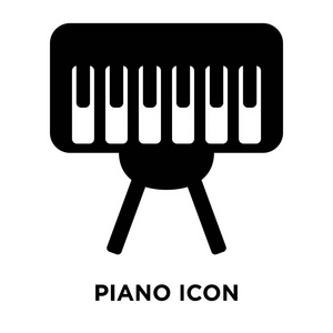 钢琴图标矢量被隔离在白色背景上, 标志上的钢琴标志概念在透明背景下, 充满黑色符号