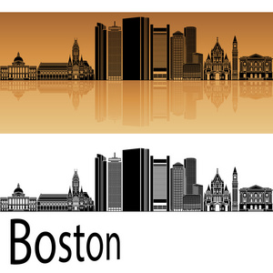 橙色的波士顿天际线