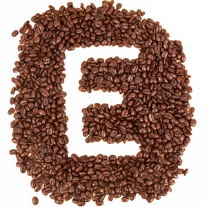 咖啡的文本，E 字母