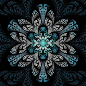 美丽的对称分形曼荼罗, 花或蝴蝶, 数码艺术品为创意平面设计.