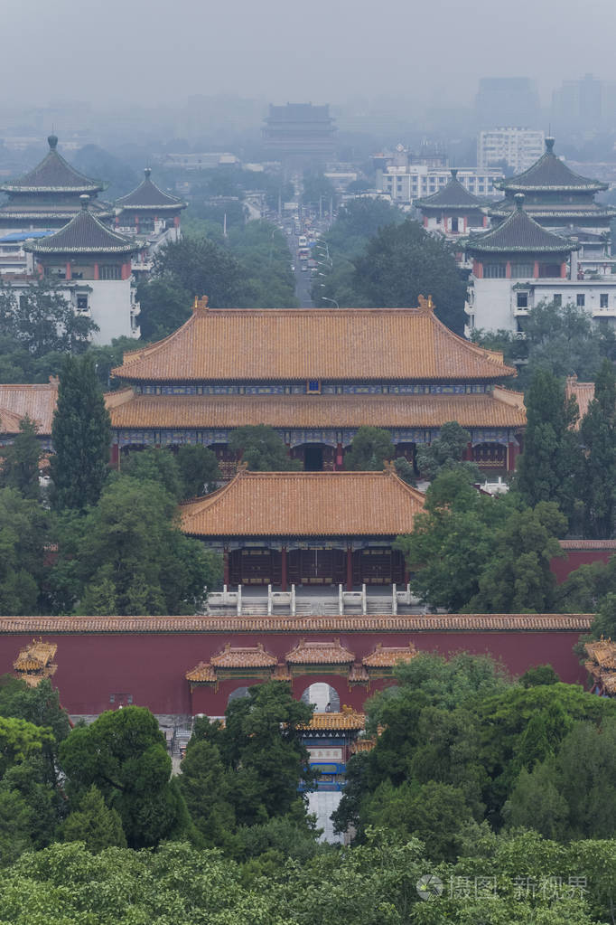 中国紫禁城白天鸟瞰图