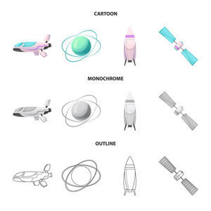 火星和空间图标的矢量插图。收集火星和行星股票向量例证