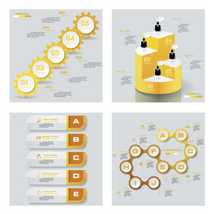4 黄颜色模板的集合。矢量背景。为您的想法和演示文稿
